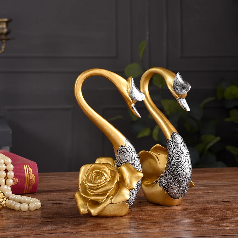 Европейский цвета розового золота Лебедь смолы украшения искусства дома