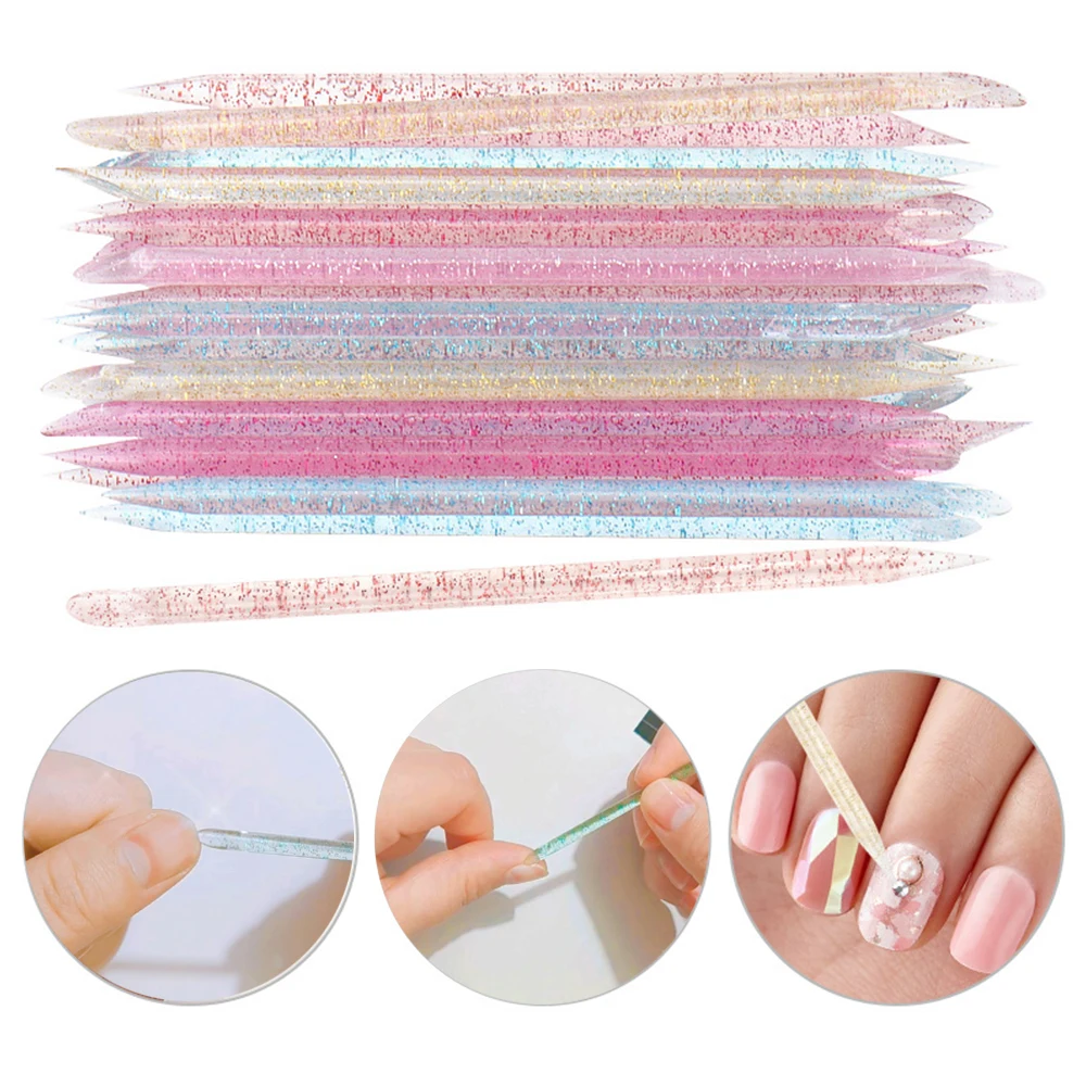 

100pcs Crystal Sticks For Cuticle Pusher Remover Colorful Forks For Manicure Pedicure Dual-end Reusable Nail Art Tools