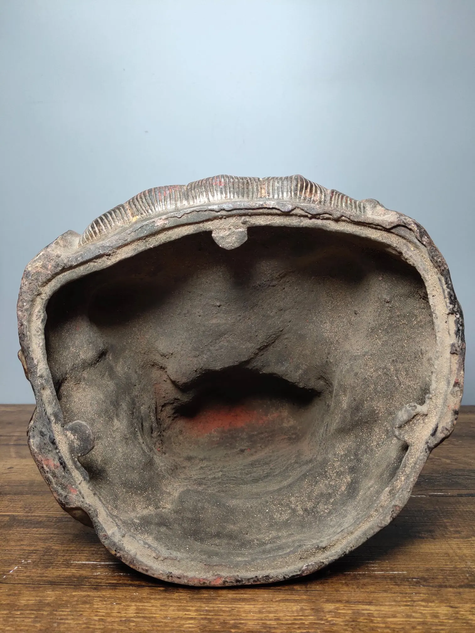 

15" Tibet Buddhism Old Bronze Cinnabar Lacquer Ksitigarbha Amitabha Buddha sitting on lotus Enshrine the Buddha