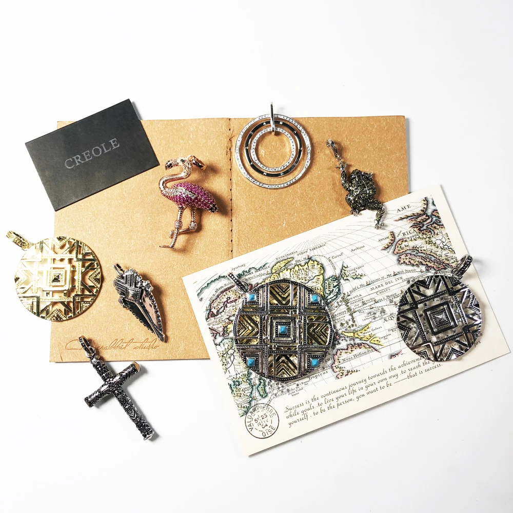 Подвеска из серебра 2019 пробы с крестом фламинго и африканским