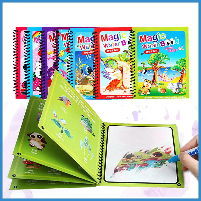 

8 Types Montessori Toys Reusable Coloring Book Magic Water Drawing Book Sensory Early Education Toys For Kids Birthday Gift