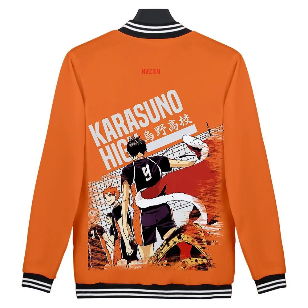 

Japan Anime Haikyuu Cosplay Costume Karasuno High School Hinata Shoyo Kageyama Tobio 3D Baseball Jacket Men Casual Tracksuit