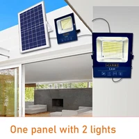 804led one panel with two light solar led light waterproof outdoor garden lamp remote control extension cable street lighting