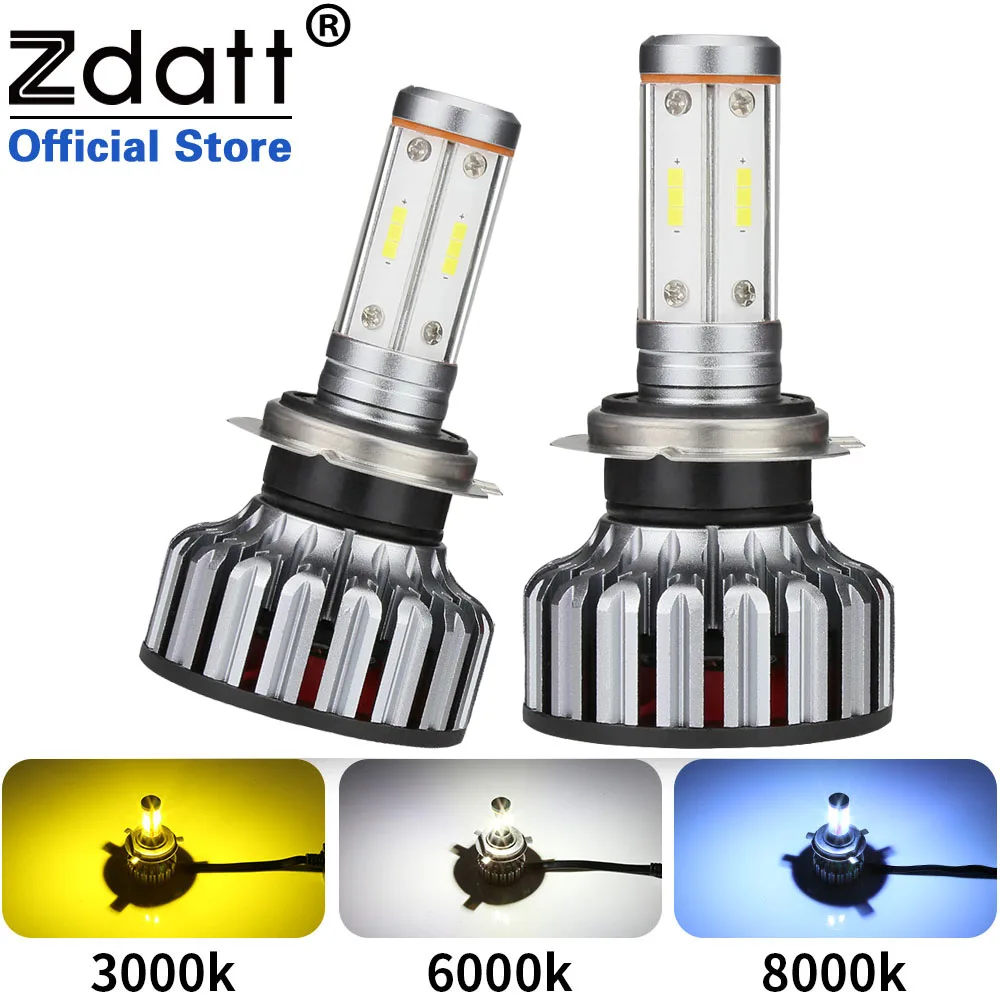 h7 led лампы для авто Zdatt автомобильные h4 H1 HB3 HB4 H11 H7 светодиодные Canbus 3000K 6000K 8000K 100W