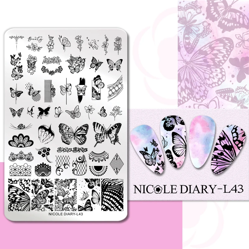 Трафареты NICOLE DIARY для стемпинга ногтей инструменты нанесения изображения