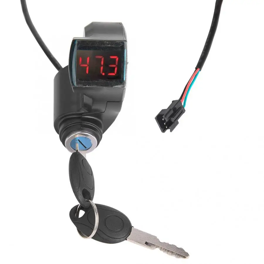 

E-Bike Thumb Throttle Digital Battery Voltage Display Switch Power with Key Lock Electric Bicycle Twist Throttle Accessories