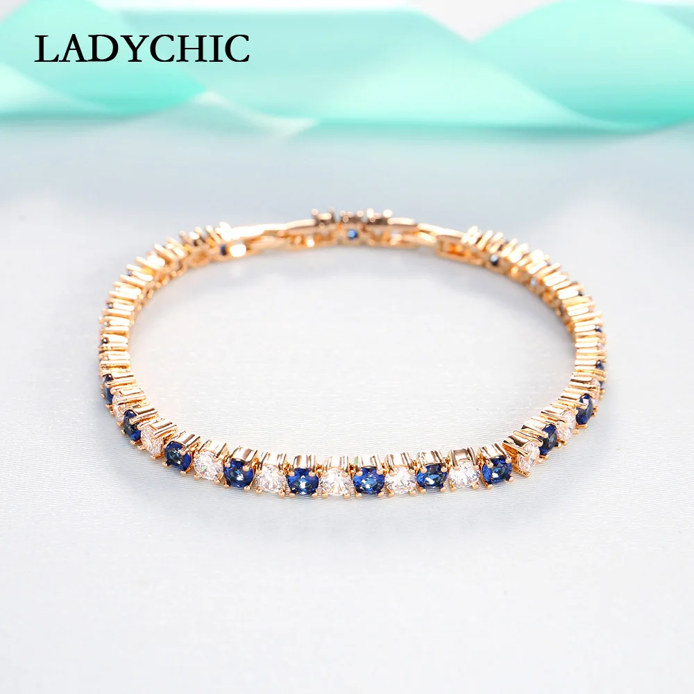 Женский и мужской браслет LADYCHIC из натурального циркона с голубыми прозрачными