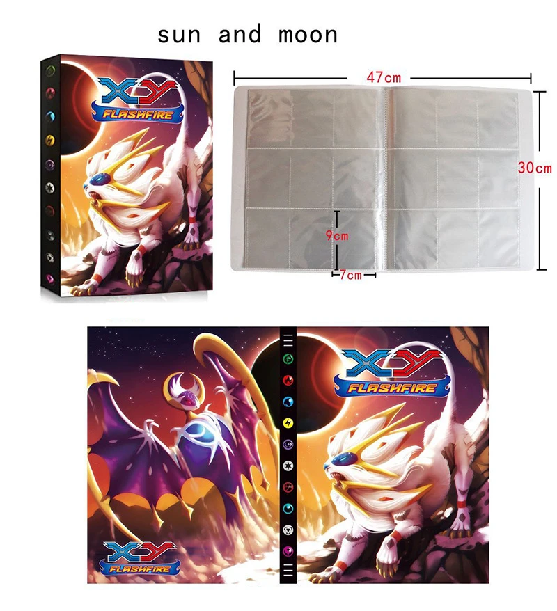 

432Pcs SUN ＆ MOON Solgaleo Lunala Holder Toys Collections Pokemon Cards francaise Album Book Loaded List Toys Gift for Children