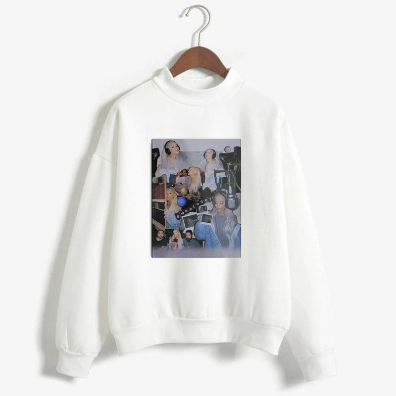 White Розовые толстовки с капюшоном для женщин Ariana Grande Harajuku пуловер Kawaii размера плюс толстовка с капюшоном - Цвет: White
