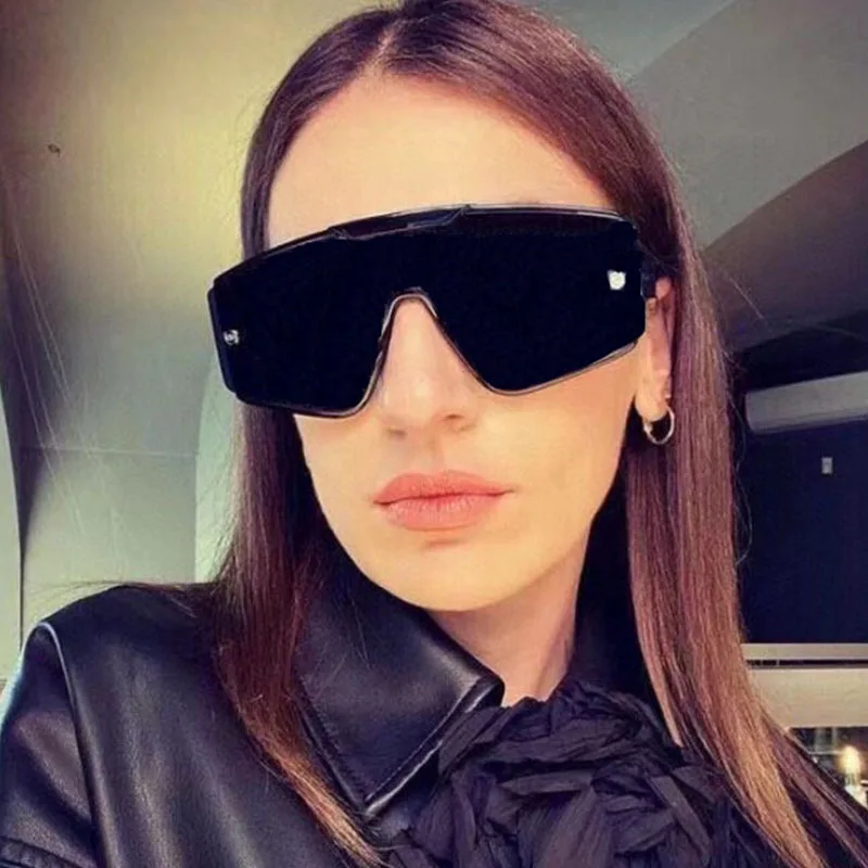 

Солнцезащитные очки унисекс, роскошные Брендовые очки-авиаторы большого размера с квадратными заклепками, антибликовые, для мужчин и женщи...