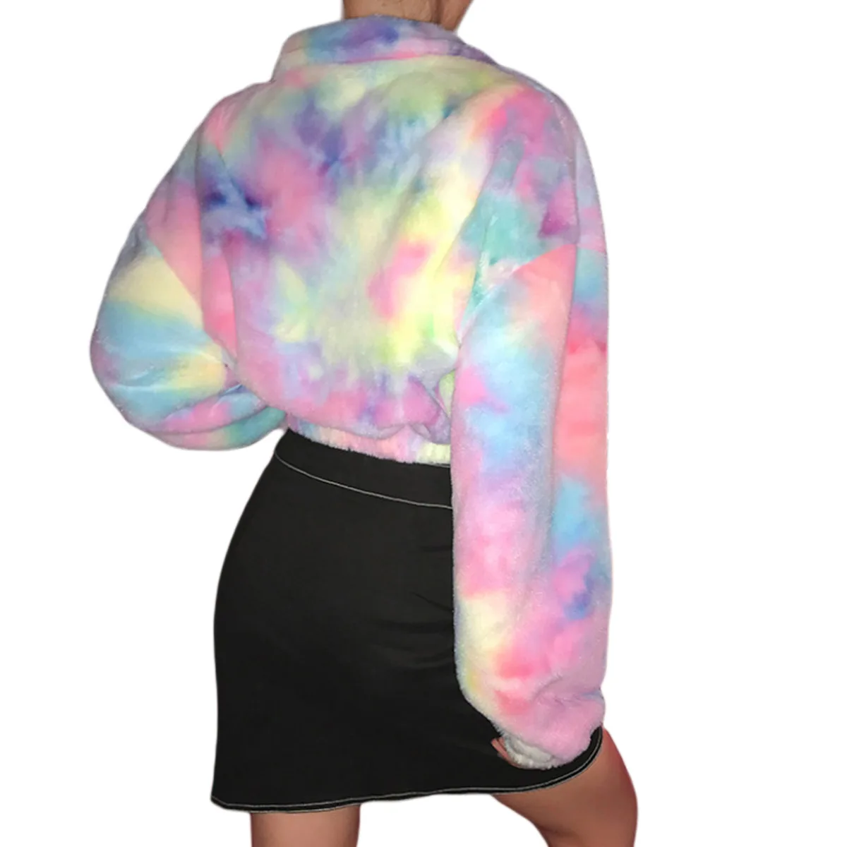 

Womens Oversized Casual Top Colorful Tie Dye Printed Pullover Hoodies Ladies Turn-down Collar Flannel Tops Streetwear Outfits