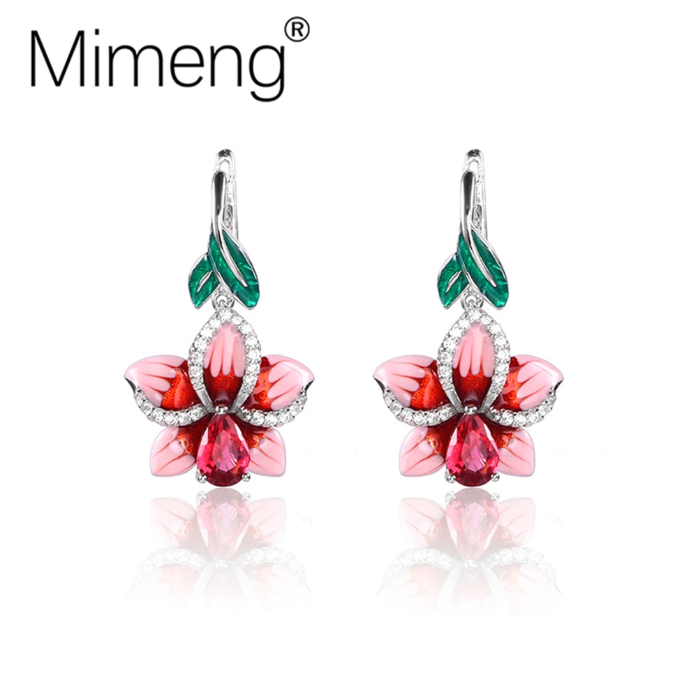 Женские индивидуальные серьги эмаль красная бабочка циркон стильные и