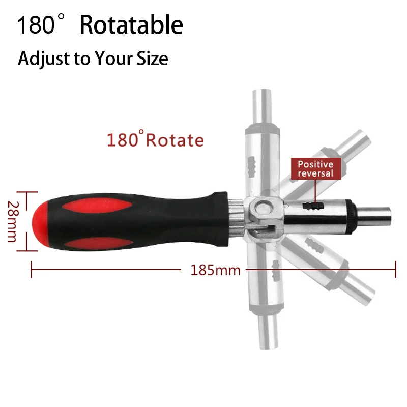 

Mini Carbon Steel Key Ratchet Screwdriver Wrench Handle Multi-Function Hand Tool Ratchet Socket Screw Driver 6.35mm Hex Portbale