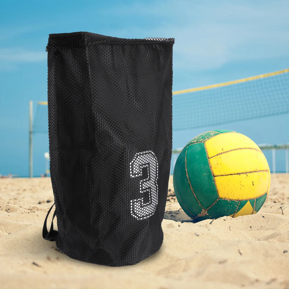 

Sports Bag Drawstring Mesh Backpack Holder Bag for Basketball Football Volleyball (Black)