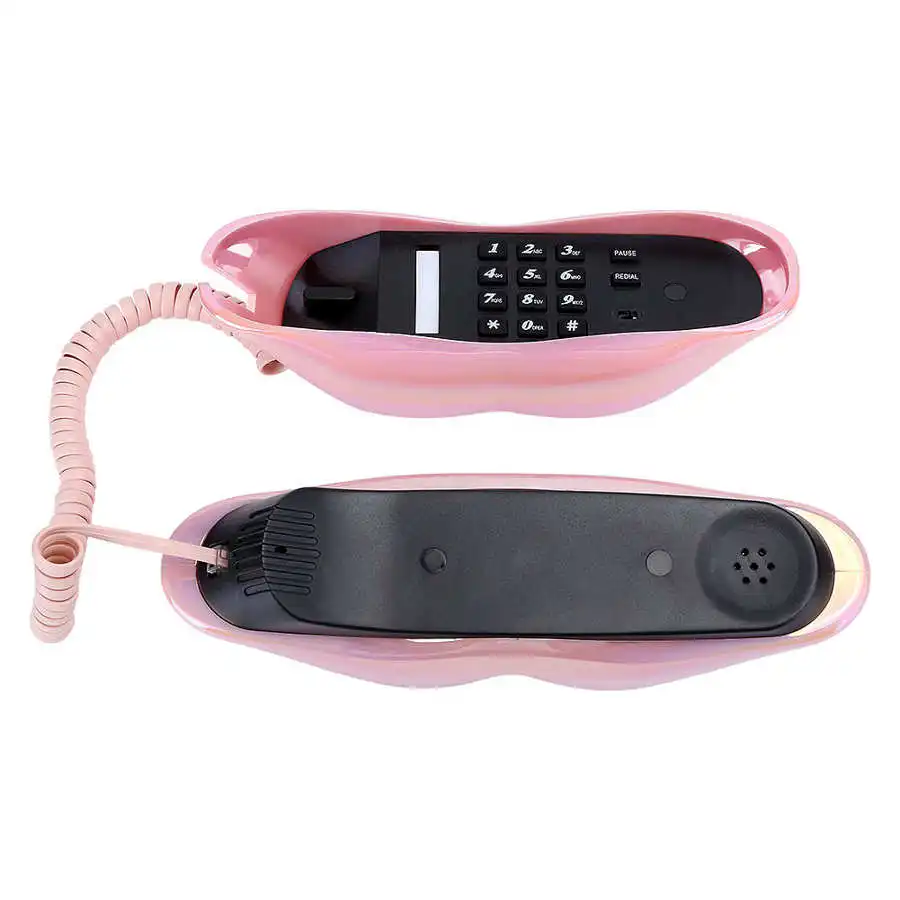 

WX-3016 Electroplating Pink Funny Lip Telephone Fashionable Number Storage Function