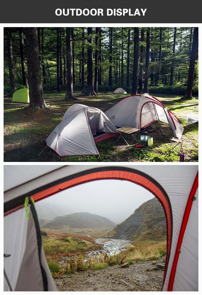 Naturehike Hiby кемпинг палатка 3-4 человек ультра-светильник Открытый Семейный Кемпинг двойной слой непромокаемый туристический тент туристический NH17K230-P