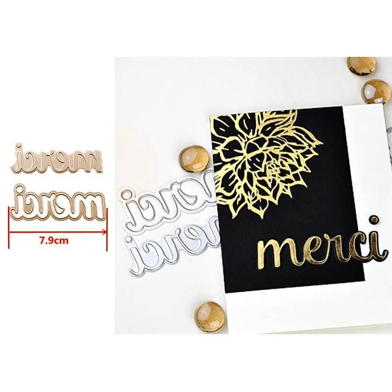 

Merci Words Metal Hot Foil Plates for DIY Scrapbooking Letterpress Embossing Paper Cards Making Craft Supplies New 2019