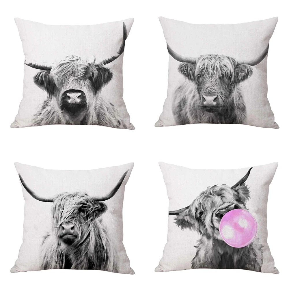 Наволочка для подушки с изображением коровы льняная подушка в форме коров
