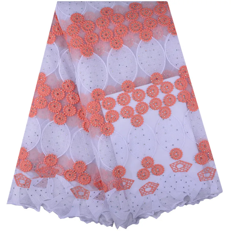 

HaoLin Milk Silk Lace Fabric Tulle African Lace Fabric High Quality French Lace Fabric Bright Diamond Nigeria Fabric