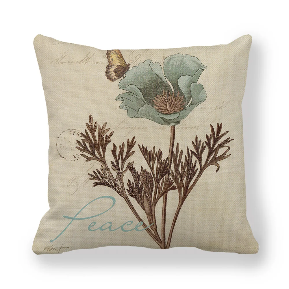 

Льняная цветочная наволочка для подушки 45x45 см