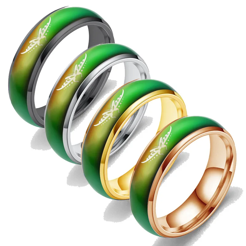 

Bxzyrt 2021 Mood Body Temperature Changing Colors Rings Stainless Steel Butterfly Rings For Men And Women Ring Jewelry