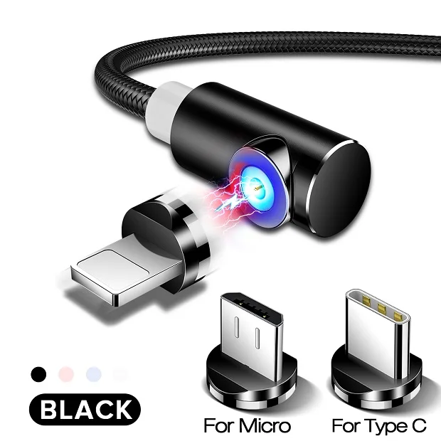 Black 3 plugs Магнитный кабель INIU для быстрой зарядки, USB кабель для iPhone XS 8, samsung, type C, зарядное устройство, магнит, Micro USB, Andriod, кабели для мобильных телефонов - Цвет: Black 3 plugs