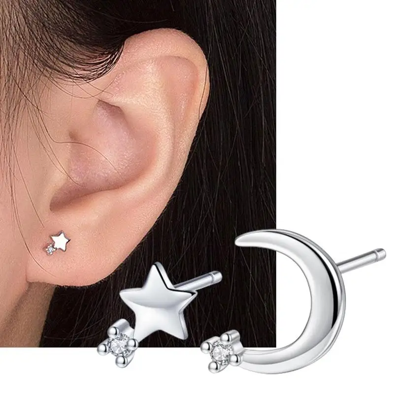 

Zilver Kleur Mozaek Kubieke Zirkoon Kruis Hanger Oorbellen Voor Oorringen Vrouwen Asymmetrische O8S9