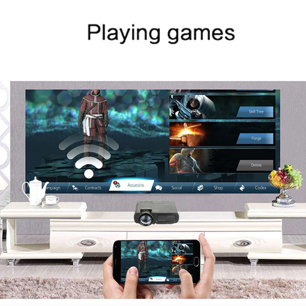 UNIC T5 светодиодный 1080P 800X480 пикселей 3D проектор wifi Bluetooth HDMI USB ЖК домашний кинотеатр медиаплеер Android, мультимедийный проектор синхронизация экрана