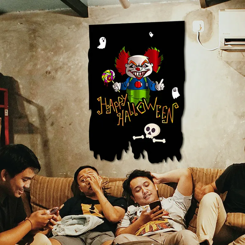 Настенный баннер на Хэллоуин флаг 70x100 см флажки летучая мышь тыква призраки паук