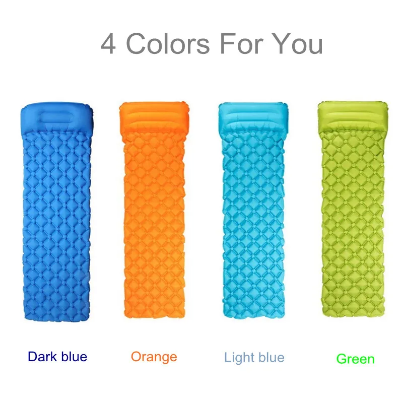 

Portable Inflatable Camping Mat With Pillow Fast Filling Air Sleeping Pad Outdoor Moistureproof Waterproof Cushion Mattress Bed