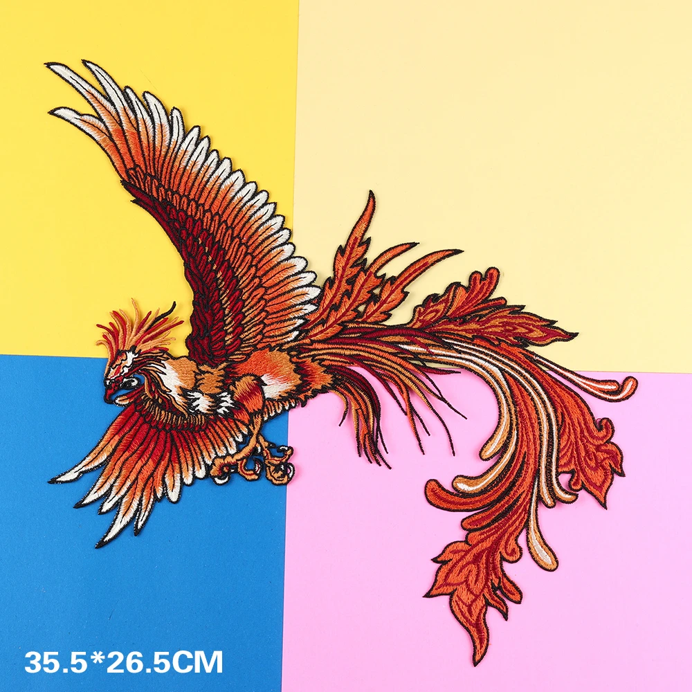 

High Quality Phoenix Full Embroidered Patches sew on Sewing Parches for clothes applique embroidery DIY Supplies Crafts