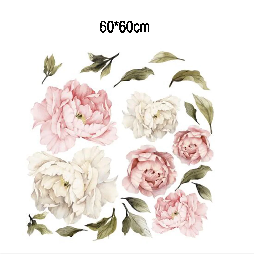 Стикер на стену цветы пиона наклейки для домашнего декора акварельный Декор