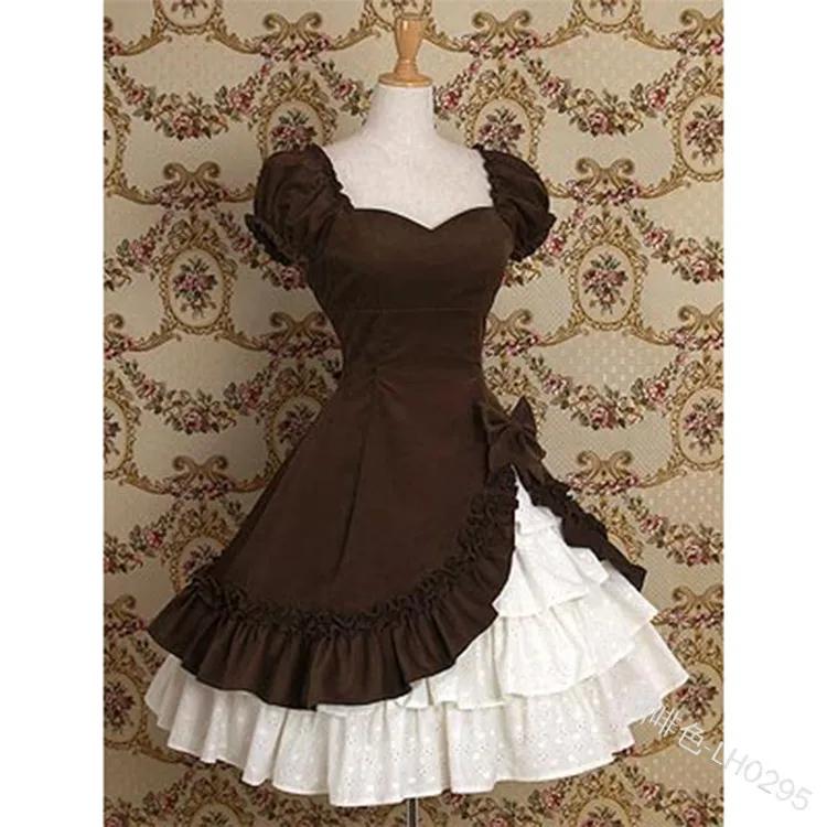 Женское летнее платье с квадратным вырезом коротким рукавом-фонариком и бантом |