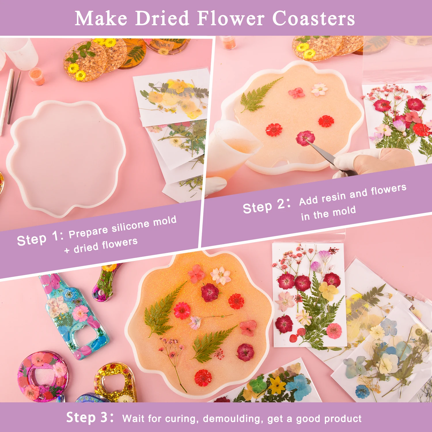 

283Pcs/9Bag Dried Flower UV Epoxy Resin Mould Filling Stuffing DIY Jewelry Decorations Face Makeup Natural Artificial Flower