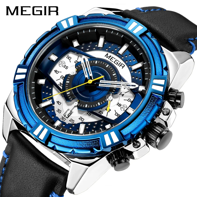 MEGIR Mens Watches Top Brand Luxury Quartz Watch Men Causal Waterproof Chronograph Sport Watch Relogio Masculino Erkek Kol Saati
