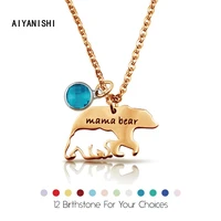 aiyanishi woman mama bear necklaces custom 12 birthstones necklaces for mom monthers day gifts jewelry christmas gift wholesale