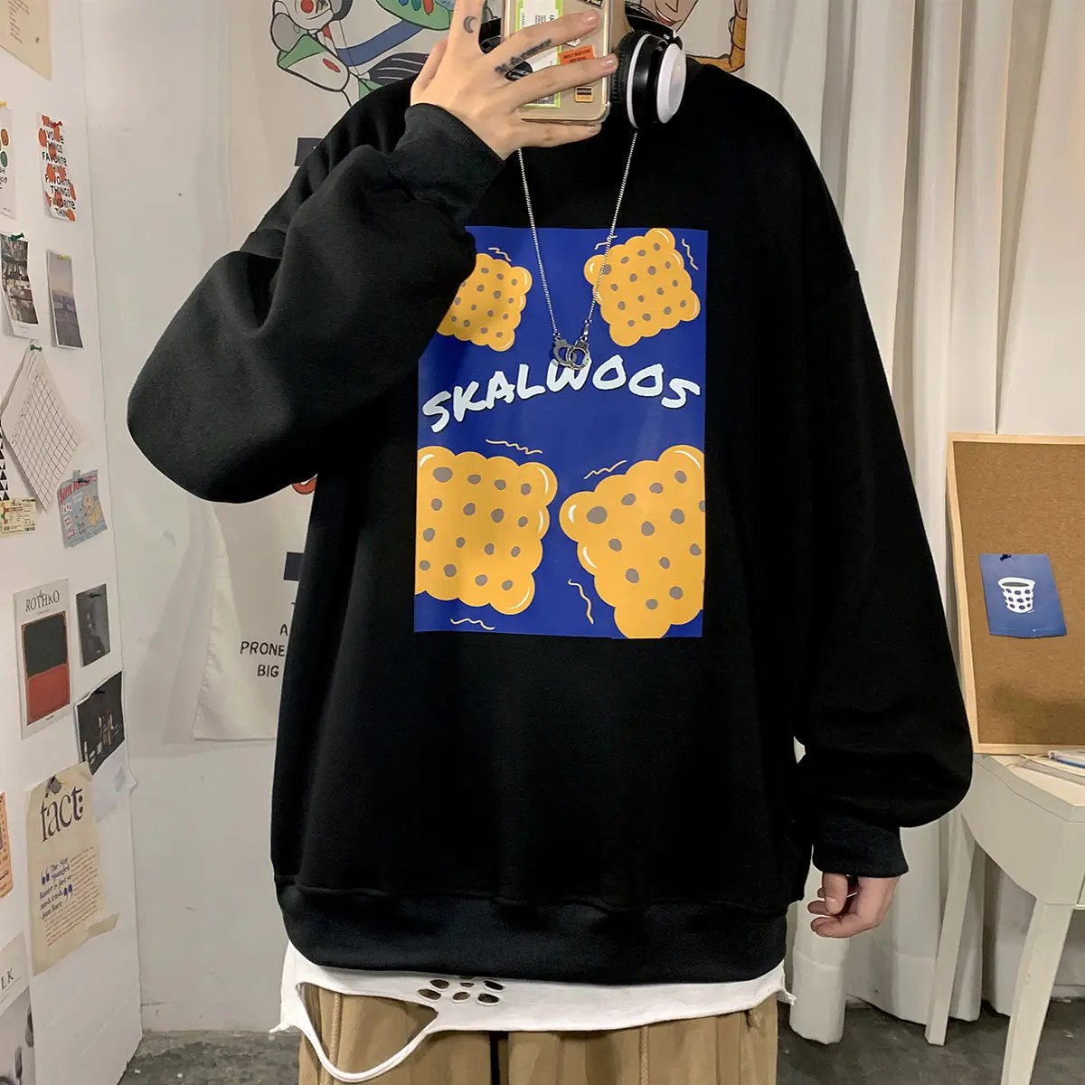 

2020 Men's Fashion Trend Casual Hoodies Round Neck Printed Coats Cotton Clothes Sweatshirts White/yellow/black Pullover M-5XL