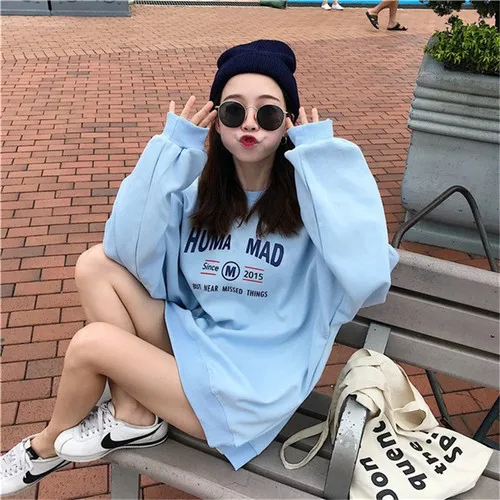 С принтом букв Повседневное свободные тонкие улица основной Колледж ветер 2019