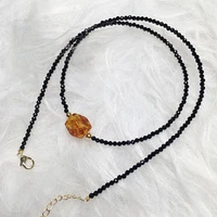 black spinel with natural flower amber necklace clavicle chain pendant necklaces women fine
