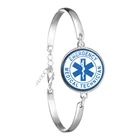 Аварийный санитара фельдшер Символ брелок с логотипом браслет со стеклянным кабошоном, синего цвета, со звездой и жизни ЕМТ Вход Браслет для Для женщин Мужчины
