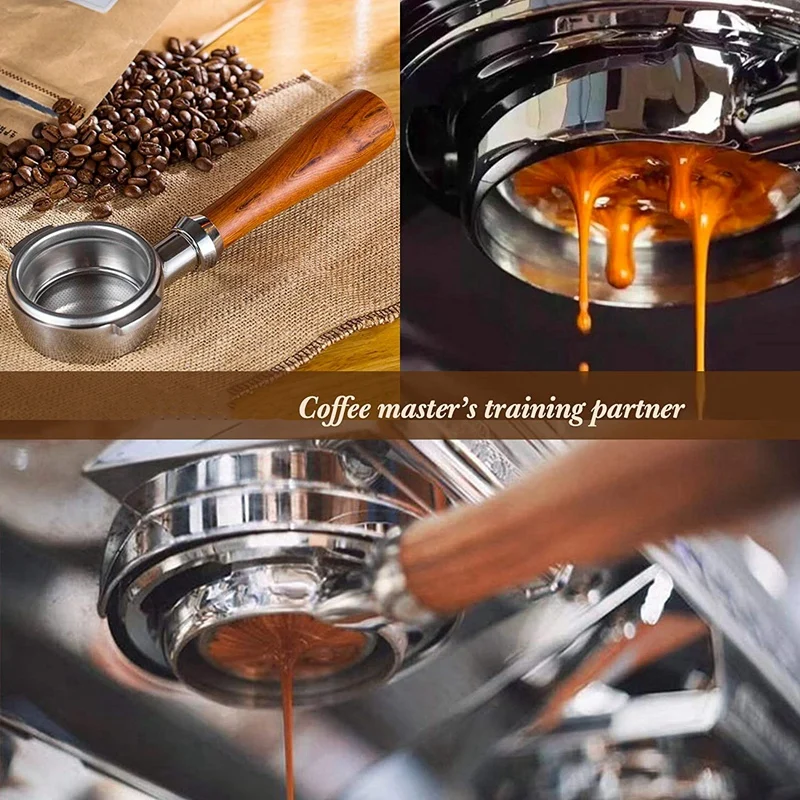 

54mm Coffee Bottomless Portafilter for Breville Barista Series Wooden Handle Replacement Espresso Machine