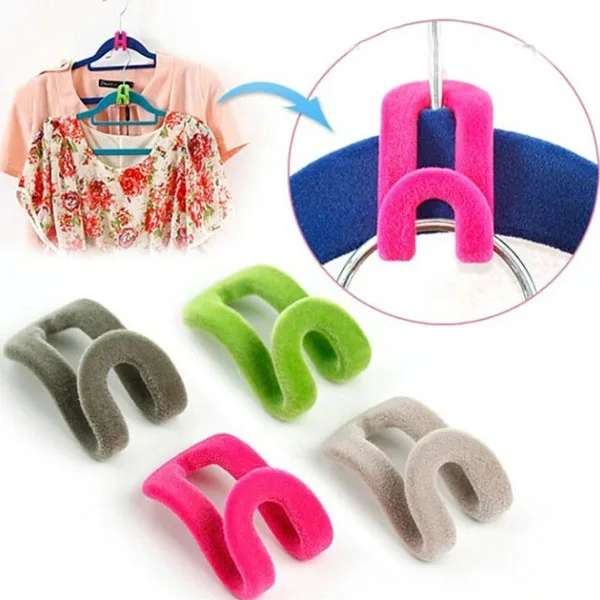 

Creative Mini Flocking Clothes Hanger Easy Hook Closet Organizer Home Product