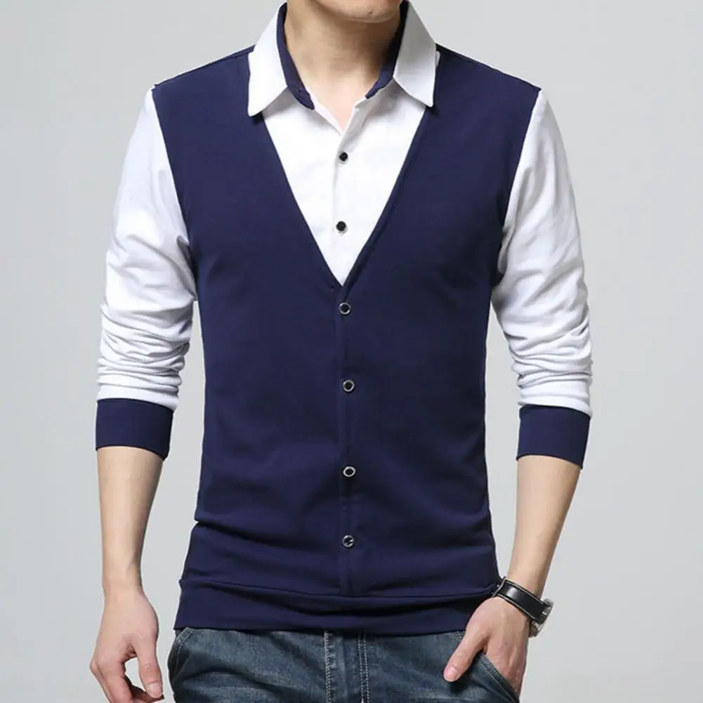 

Толстый классический облегающий пуловер на пуговицах с воротником, топ, дышащий пуловер, рубашка, хорошая эластичность, вечерние