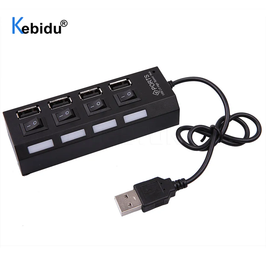 Концентратор Kebidu с 4 портами USB 2 0 и выключателем питания высокоскоростной