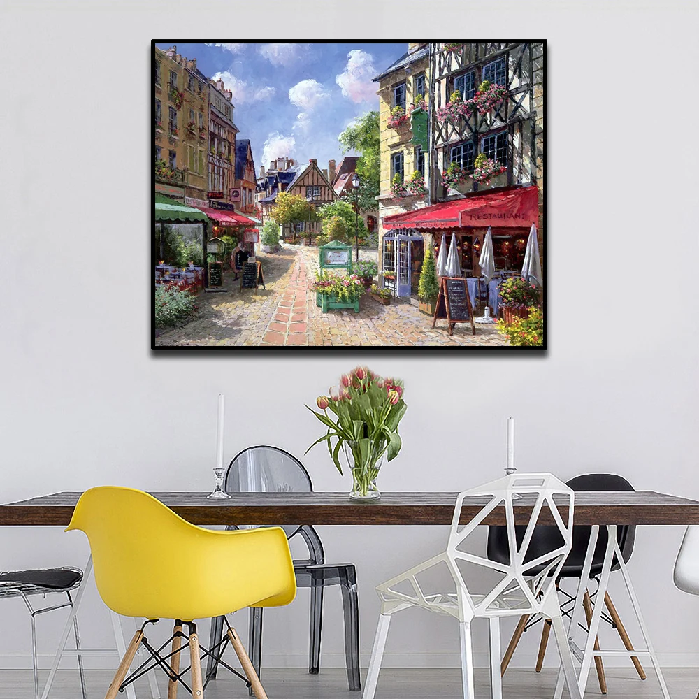 Современная Художественная Настенная картина в маленьких городах Европы