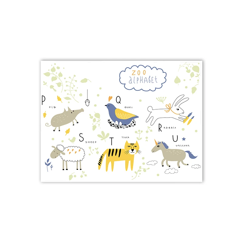 Черно-белый постер с животными в скандинавском стиле Ptinnts милый кролик панда