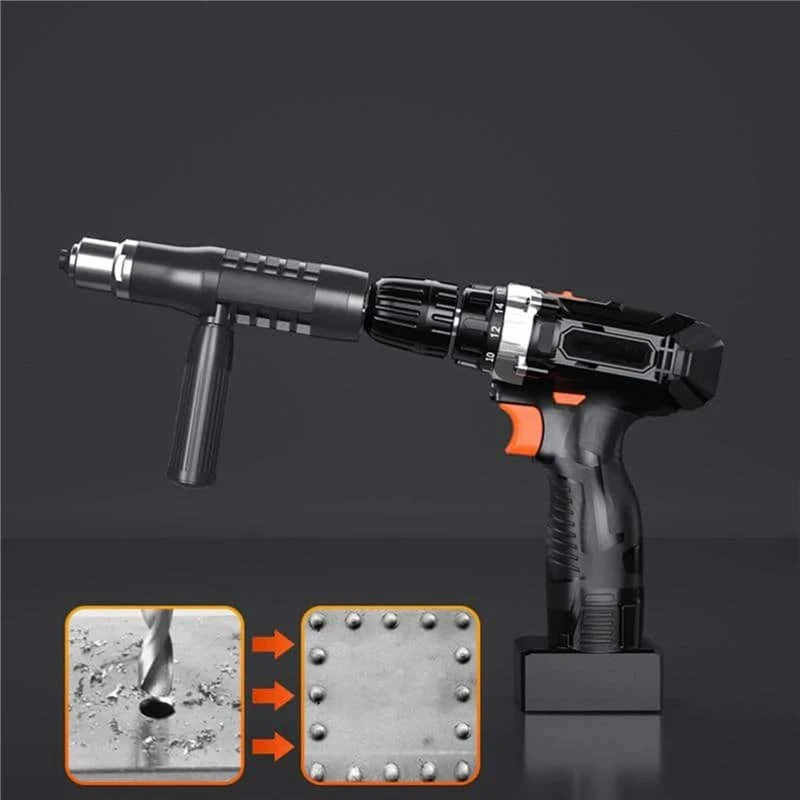 

Professional Electric Rivet Nut Gun Riveting Tool Rivets Drill Adapter Kit with 4Pcs Different Matching Nozzle Bolts J60