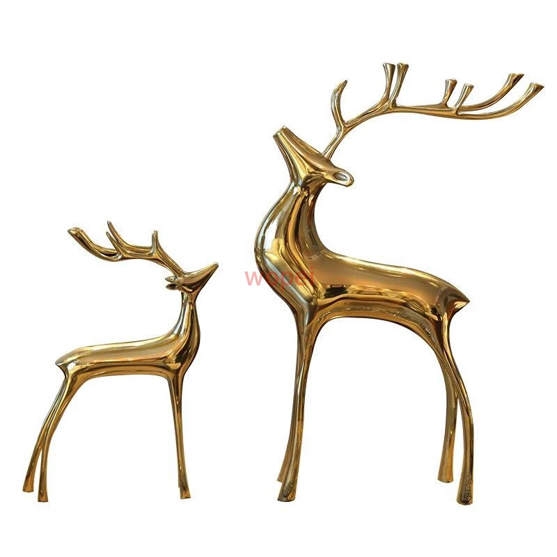 

Abstract Deer Copper Sculpture Ornaments Minimalist Deer Statue Living Room Decoration Statuette Crafts Home Decor Modern