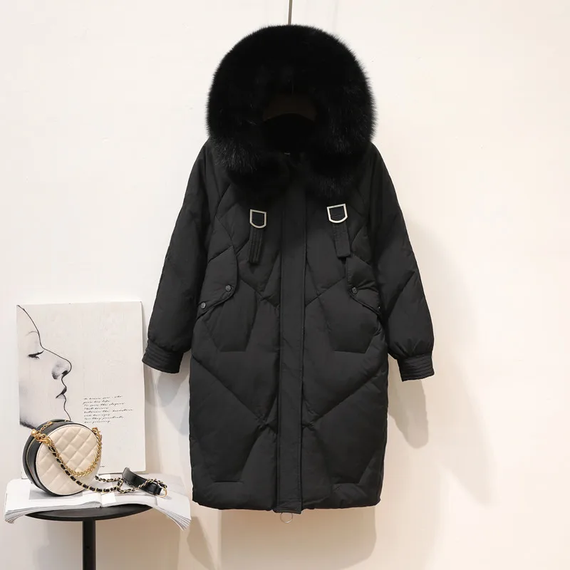 Новая зимняя куртка средней длины с натуральным мехом Женская куртка-пуховик на