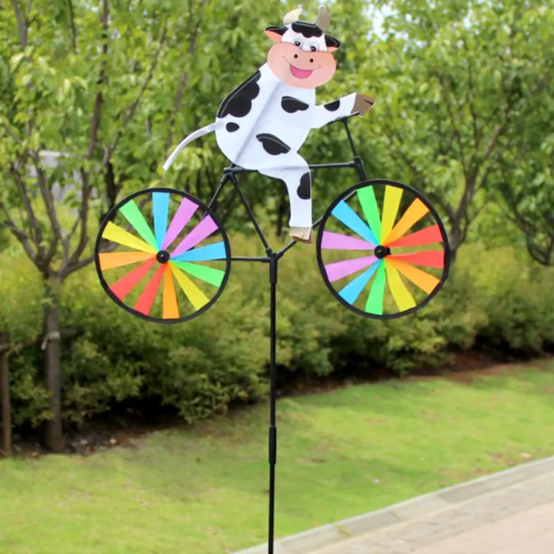 

Lovely Lovely Handmade Wind Spinner Cartoon Animal Biking Garden Yard Party Camping Windmill Kids Educational Toy Birthday Gift